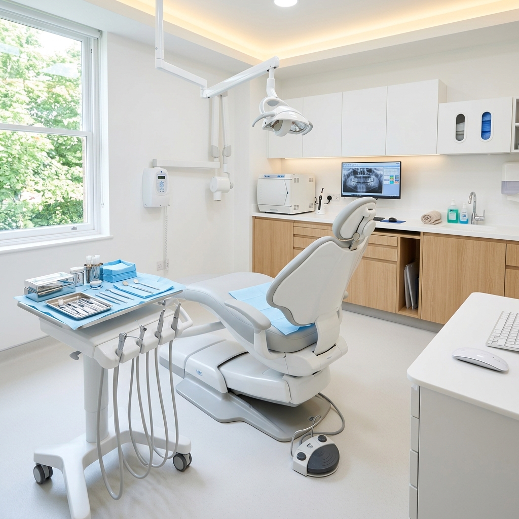 Sterile modern dental equipment ensuring maximum safety and hygiene
